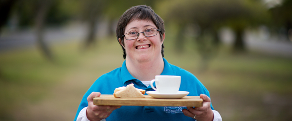 Young adult wearing brownies $ downies t-shirt
